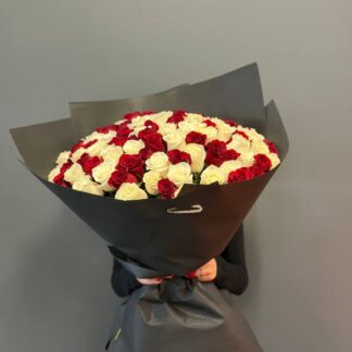 101 red and white roses